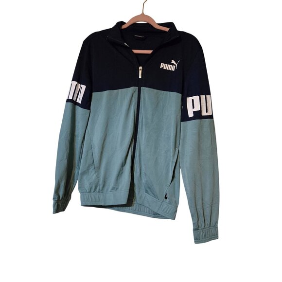 Puma Mens/Boys Colorful‎ Track Jacket Lightweight Stylish Blue/Green Logo Boy XL - Picture 3 of 8